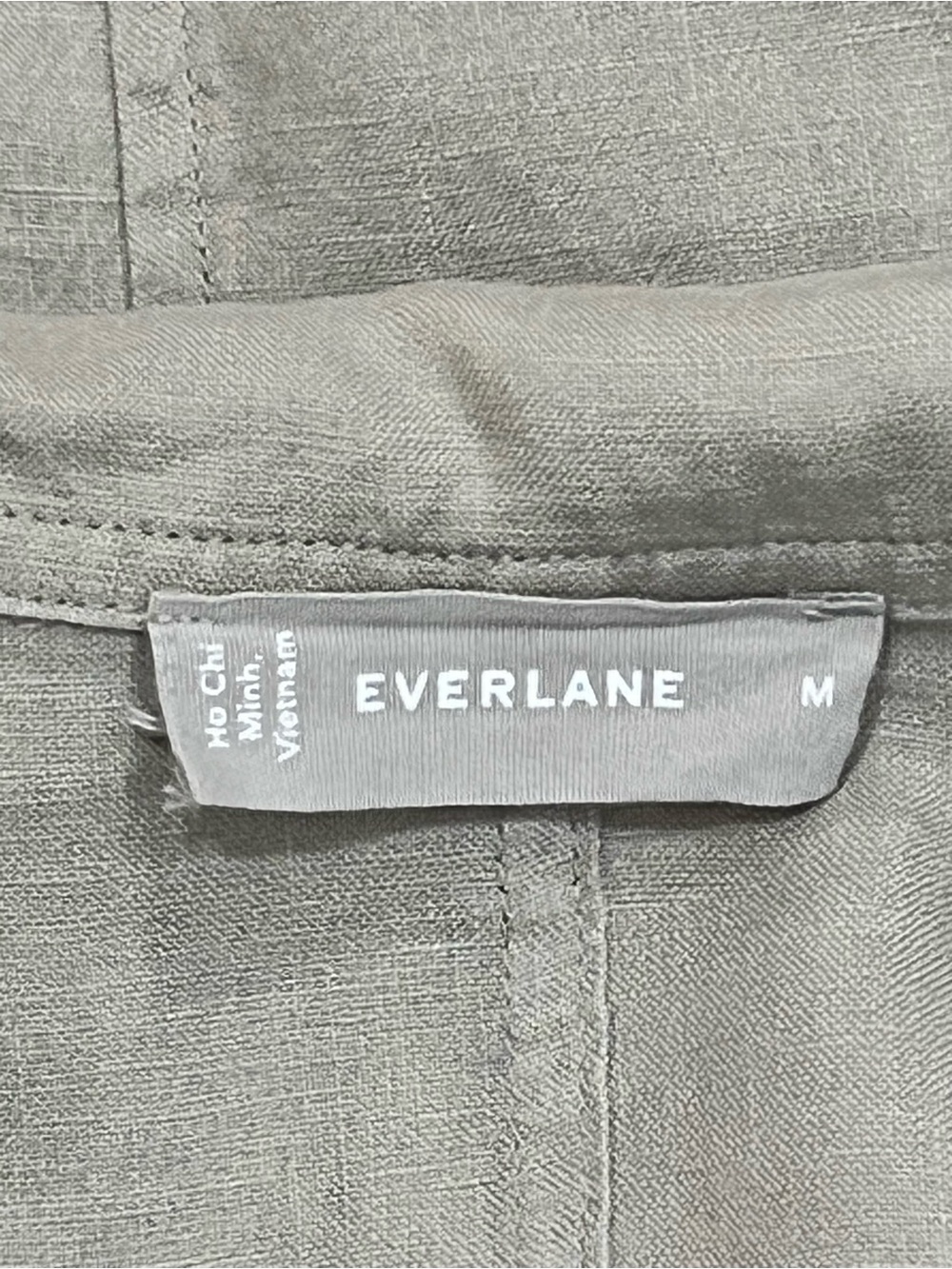 Everlane Seagrass Green Linen Notch Workwear Shirtdress Size Medium - Picture 13 of 15